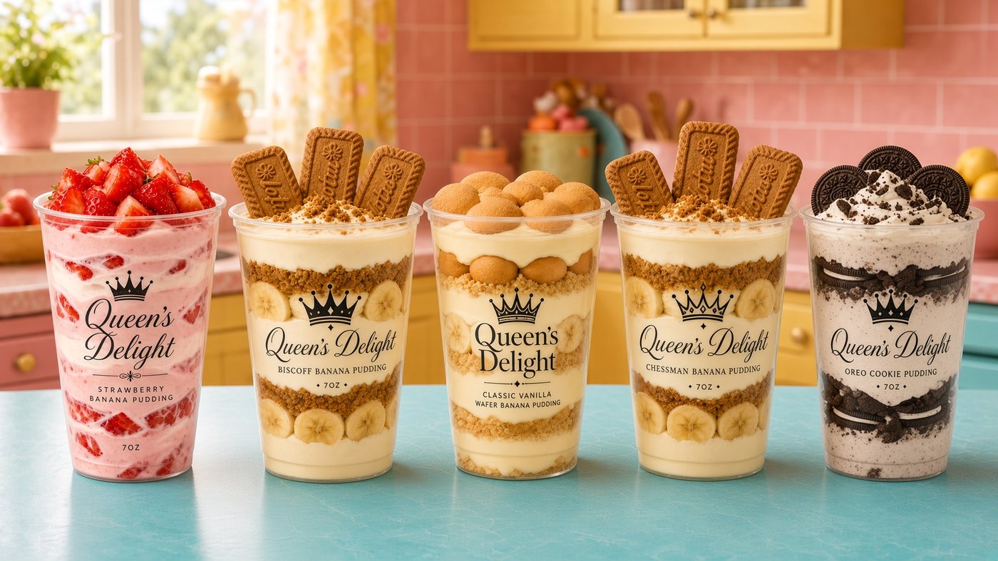 Close-up of pudding and wafers